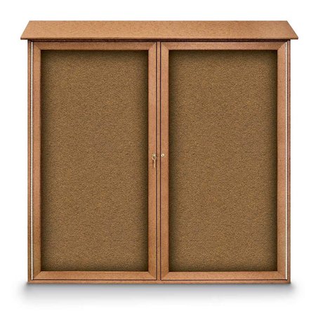 UNITED VISUAL PRODUCTS Indoor Enclosed Combo Board, 48"x36", Satin Frame/Grey & Pumice UVCB4836-GREY-PUMICE